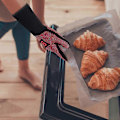 Pikkukuva 3 / 4: Grilli Käsineet Uunikintaat Lämmönkestävät Käsineet Jopa 1472 F / 800 C Uunikintaat Pizza Uuni Ja Ulkotakan Tarvikkeet (piste Liekki, Musta)