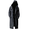 Pikkukuva 1 / 5: Miesten pitkä sadetakki vedenpitävä uudelleenkäytettävä sadeponcho hupulla vaellukseen kalastukseen, sopii 70-85 kg:lle (1 kpl, musta)