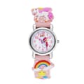 #Barnens tecknade klocka Flickors klocka, Silikon, Enhörning, rosa#