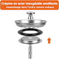 Miniatyrbilde 4 av 5: 2 stk. 78 mm Universal Kjøkkenvaskpropp i Rustfritt Stål