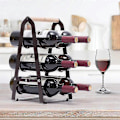 Miniatyrbillede 4 af 5: Vinstativ til bordplade, bordplade vinstativ i træ til 6 flasker vin, 3-lags klassisk design, vinstativ i træ og metal