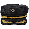 Miniatyrbillede 1 af 4: 1 stk. Søkaptajnshat Broderet Navy Cosplay Voksen Kaptajnshat Manian Stil til Voksne (Sort)