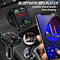 Miniatyrbilde 2 av 4: Dobbel USB Biladapter Trådløst Bluetooth Kit Qc3.1 Hurtiglader Håndsfritt FM-sender