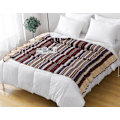 Miniatyrbillede 4 af 5: 1 Stk. 130x170cm Strikket Tæppe Kaffe Tartan Blød Behagelig D