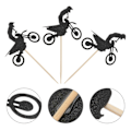 Miniatyrbilde 4 av 4: 24 stk 1 sett Unike Dessertpinner Bursdagsfest Cupcake Toppers (Svart)