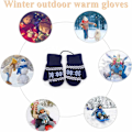 Miniatyrbilde 3 av 3: Vinterhansker for barn Unisex Varme Strikket Snøfnugg med N