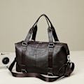Miniatyrbillede 2 af 5: #Brun PU skuldertaske til crossbody rejse#
