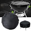Miniatyrbillede 2 af 4: 112cm Udendørs Rund Sort Vandtæt Bbq Grill Dæk Støv Dæk Terrasse Ildsted Dæk