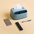 Miniatyrbillede 2 af 5: *Rektangulær servietdispenser Servietdispenserboks med plastfront Servietdispenser Etui Kan opbevare og placere servietter Papirholder(Blå)*