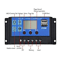 Miniatyrbillede 4 af 5: 30A 12V/24V PWM Solar Opladningsregulator USB Port LCD Display