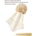 Miniatyrbillede 2 af 5: Vinterhuer til kvinder - Beanies dame vinterhue med imiteret pelskvast Varm strikket hue Tyk beanie hue