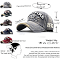 Miniatyrbillede 3 af 4: Grå Retro Baseball Cap Unisex Justerbar Metal Spænde Kasketter