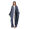 Miniatyrbild 2 av 2: Abaya-kappa för damer, mode med snörning, lapptäcke, lös kappa, spetsbroderade sömmar, långärmad kofta, klänning – One Size (som visas)