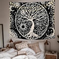 Miniatyrbild 4 av 5: Livets träd väggbonad Månsken Svart Väggbonad Psykedelisk T