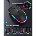 Pikkukuva 2 / 5: Langallinen hiiri, Led RGB -taustavalaistu hiiri 1,5 metrin USB-kaapelilla, 1600 DPI hiljainen ergonominen kannettava
