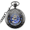 Miniatyrbillede 1 af 5: #Vandafvisende Forstørrelsesglas Skeletkæde Sølv Lysende Selvoppladende Automatisk Mekanisk Lommeur#