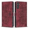 Frostat läderfodral för Mandala Emed Retro-telefon Red For Samsung Galaxy S24 FE 5G