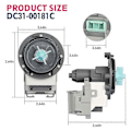 Miniatyrbillede 4 af 5: DC31-00181C Vaskemaskine Pumpe Motor Erstatning for DC31-00030E, 00030J, 30008F, DC96-01113G, AP6025315 til Recirkulation