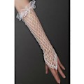 Miniatyrbilde 3 av 4: Dame Blonde Mesh Brudehansker Fingerløse Albuelange Lange Hansker Bryllupsfest