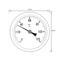 Miniatyrbillede 4 af 5: /#/Termometer Rustfrit Stål Bimetal Termometer 0-120℃ 63mm Indus/#/