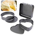 Miniatyrbilde 5 av 5: 3 stk/sett Non-stick metall bakeform kakeform rund hjerte firkantet form avtakbar bunn bakeform kake