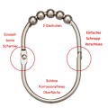 Miniatyrbillede 8 af 8: #Brushed Nickel Dusjforhængsringe - 12 Ekstra Store Dusjforhængsringe i Rustfrit Stål#