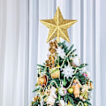 Miniatyrbillede 2 af 5: *1 stk. 6\" juletræstjerner, guldglitter juletrædekoration*