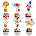 Pikkukuva 1 / 2: 72 kpl Sarjakuva Kakunkoriste Sirkuseläin Tiikeri Delfiini Cupcake Topper Juhlatarvikkeet