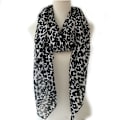 Miniatyrbillede 1 af 4: #Sort hvid leopard print silkesk tørklæde, trykt tørklæde 180*90cm#