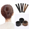 Miniatyrbilde 1 av 6: #in 1 Hårknut Twist Frisyre Verktøy + Kvinners Hårflette Verktøy DIY Hårknut Donuts Verktøy (Brun + Gull)#