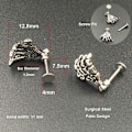 Miniatyrbillede 4 af 4: Skelet håndknogle pierced rustfrit stål torne smykker Retro sortfarvet hånd der griber fat i læbeneglen