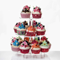 Miniatyrbild 3 av 5: Cupcake-ställ 3 Våningar Bakverk Serveringsställ Akryl Dessertbärare Displayhållare för Högtidsfest