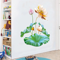 Miniatyrbillede 5 af 5: /#/Gylden lotus vægklistermærke stue soveværelse dekorativ maling/#/