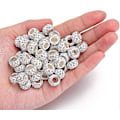Miniatyrbillede 3 af 5: 100 Stk. Hårperler 12 mm Rhinestone Perle Hul Krystal Charm Perle Hårperler til Fletninger til Halskæde Ørering Armbånd Håndværksmaterialer (Hvid)