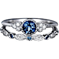 Miniatyrbillede 1 af 5: Kærlighedsringe Vielsesringe 2 stk./sæt Kvinder Cubic Zirconia Indlagt Stabelbar Fingerring Bryllupssmykker Gave - Blå US 7