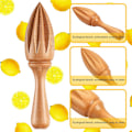 Miniatyrbillede 1 af 5: 2 stk Træ Citruspresser Citron Håndsaftpresser Bøg Træ Håndholdt