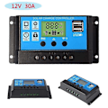 Miniatyrbillede 5 af 5: 30A 12V/24V PWM Solar Opladningsregulator USB Port LCD Display