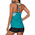 Miniatyrbillede 5 af 5: Dame Blouson Stribet Printet Stroptop T-ryg Push Up Tankini Top Med Shorts