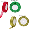 Miniatyrbillede 1 af 5: /#/4 ruller 4/5 tommer i bredde jule metallic glitter organza/#/