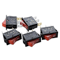 Miniatyrbillede 5 af 5: AC 16A/250V 20A/125V Rødt Lys Belyst On Off SPST Båd Rocker Switch x 5 Stk