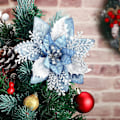 Miniatyrbilde 6 av 7: #(Lyseblå, 12 stykker) 5,7 tommer kunstige juleglitterblomster Juletreblomstdekorasjon#