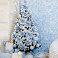 Miniatyrbilde 5 av 7: #(Lyseblå, 12 stykker) 5,7 tommer kunstige juleglitterblomster Juletreblomstdekorasjon#