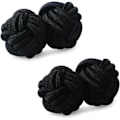 Miniatyrbillede 1 af 3: 20 herre skjorte manchetknapper stof business bryllupsgave elastiske dobbelte perleknapper sort