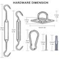 Miniatyrbillede 3 af 4: Solsejl Hardware Kit til Firkantet/Rektangel/Trekantet Solsejl, 5 Tommer Rustfrit Stål Anti-rust Installations Hardware Kit til Udendørs Terrasse Ga