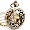 Miniatyrbillede 1 af 6: #1 Retro Lommeur Skelet Dækning Mekanisk Håndoptræk Analog-Digital Fancy Alloy Bronze Farve#