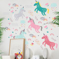 Miniatyrbillede 2 af 5: 4 stk. Vægstickers Enhjørning Vægstickers Mural Dekaler til Soveværelse Stue TV Væggen