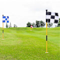 Miniatyrbillede 4 af 5: Sort og hvid golf green flag, farverig todelt ternet green target hul kop flagstang, golftilbehør