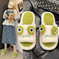 Miniatyrbild 2 av 5: /#/Söta grodtofflor för kvinnor flickor fluffiga vintervarma tofflor Wo/#/