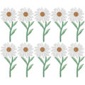 Miniatyrbilde 1 av 5: 10 stk. Blomsterlapper, broderte hvite tusenfryd strykelapper for klær, sy på lapper sett, broderilapp for jeans, jakke, hatt, ryggsekker