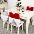 Miniatyrbild 2 av 5: 2 Jultomte Grå Röd Julklappsskydd Dekorativt Stolskydd